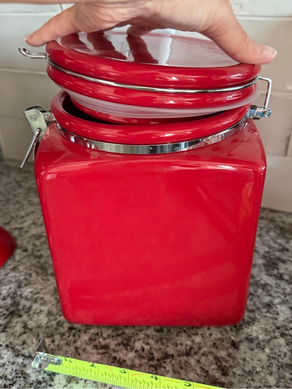 Red Airtight Kitchen Storage Canister - Home Kitchen - Picture 3 of 6
